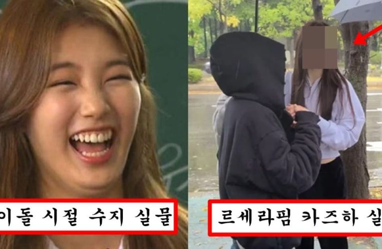 수지 닮았다 했다가 욕 오지게 먹었던 르세라핌 카즈하 팬이 실물 사진 올렸는데 수지는 그냥 일반인 만들어버림