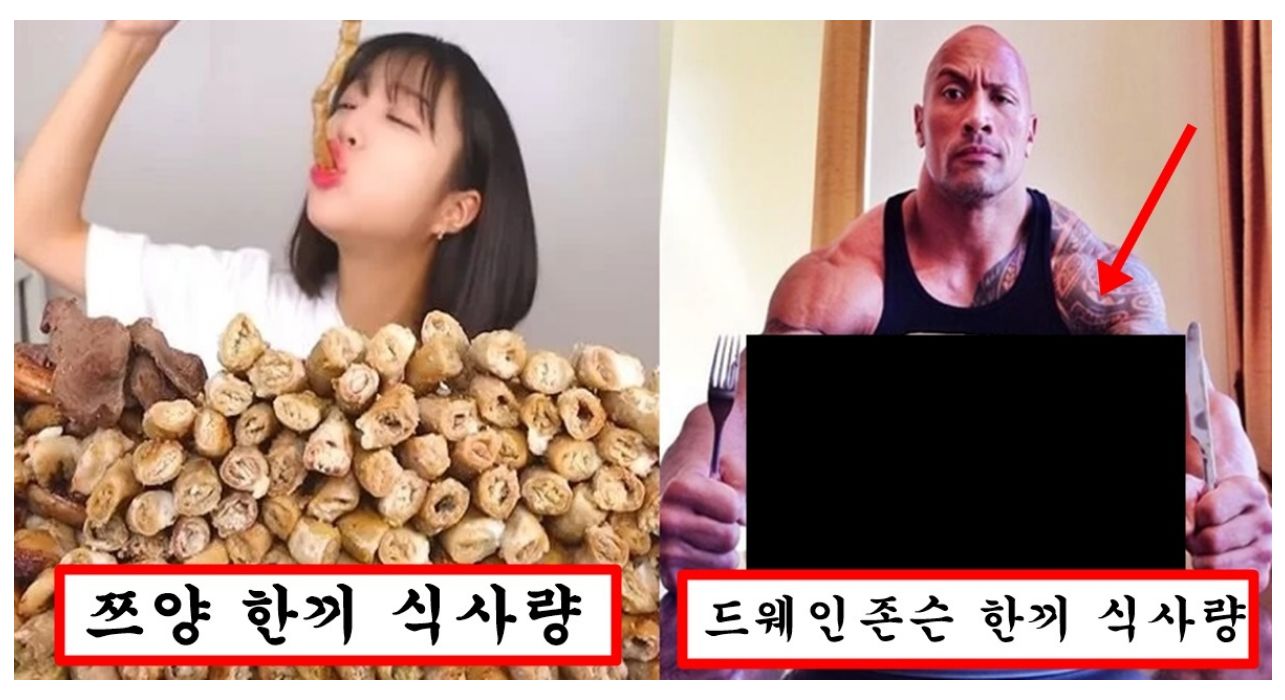 쯔양이랑 먹방 대결해서 이긴 드웨인 존슨 한끼 식사량