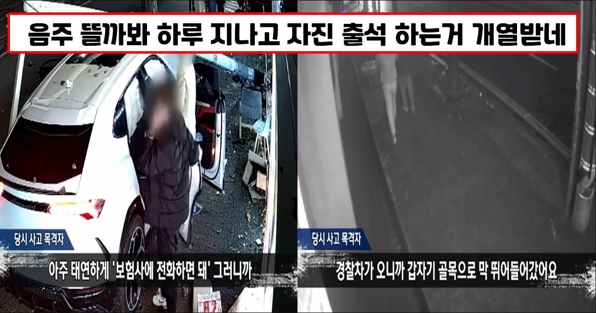 음주운전 안걸릴라고 거리 박살내놓고 튄 양아치들