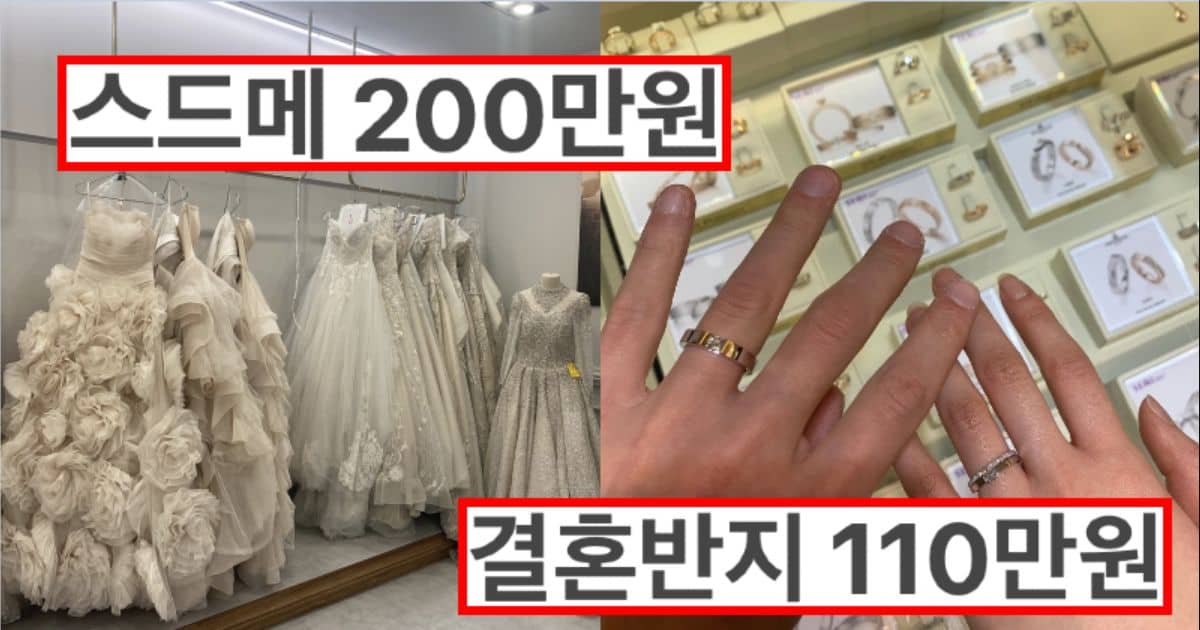 2022년에 결혼한 사람의 결혼식 비용 정리