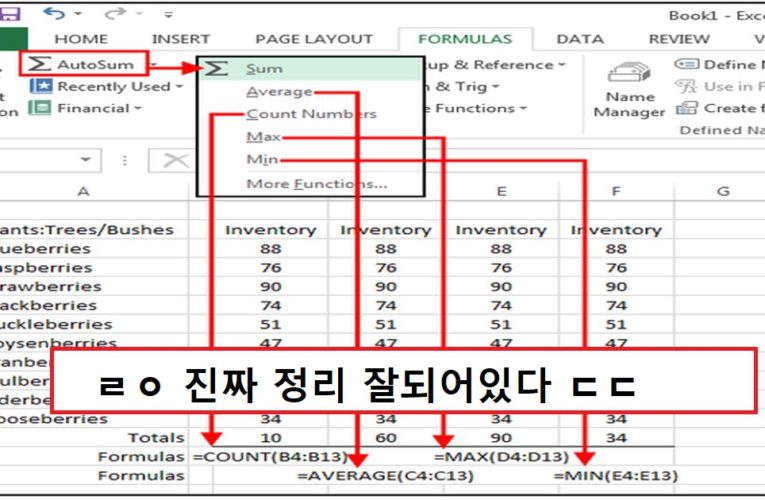 엑셀린이들을 위한 엑셀함수 총정리