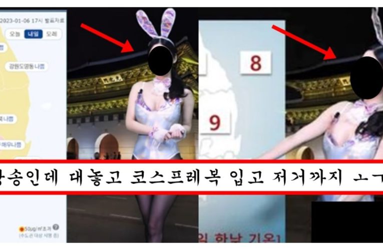 일기예보 생방송 중에 바니걸 코스프레로 등장해서 악플 테러 당해버린 기상 캐스터