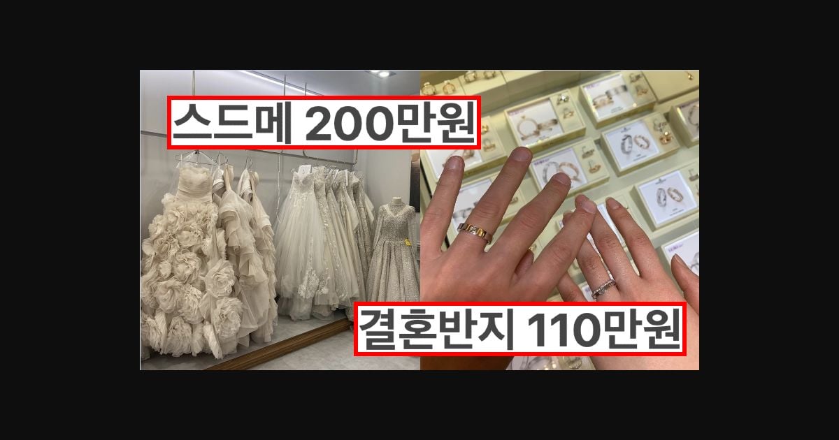 2022년에 결혼한 사람의 결혼식 비용 정리