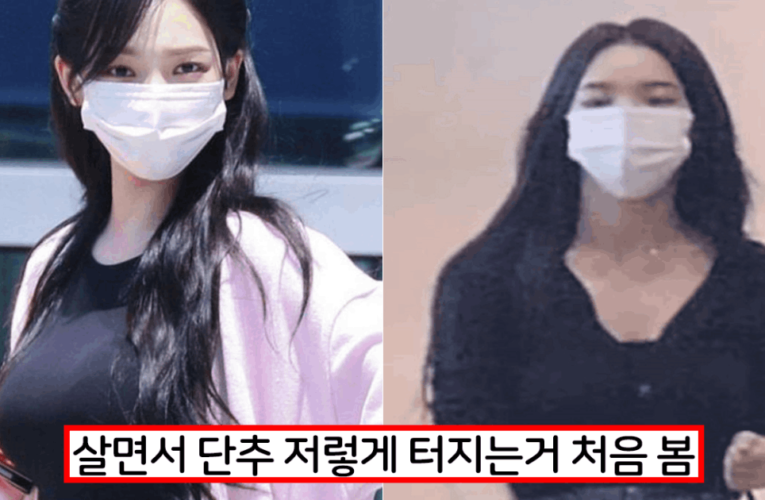 이거 실제로 가능한거였어 이번에 걷다가 진짜 단추 터진 카리나 근황 영상