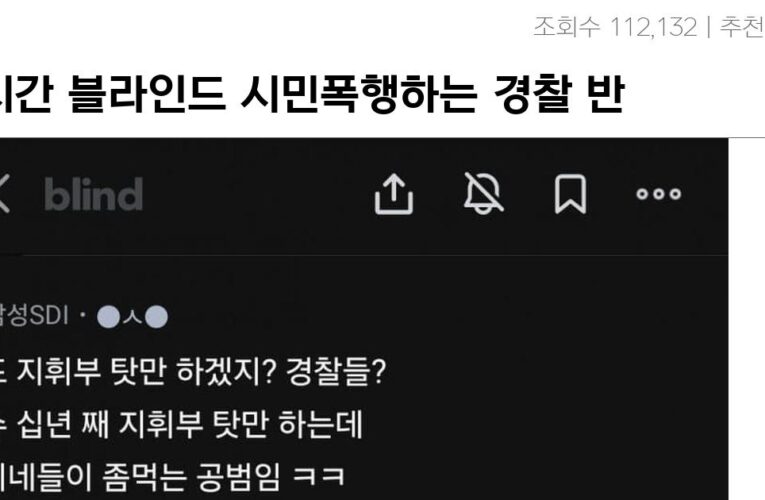 실시간 블라인드 시민폭행하는 경찰 반응 긁어왔다