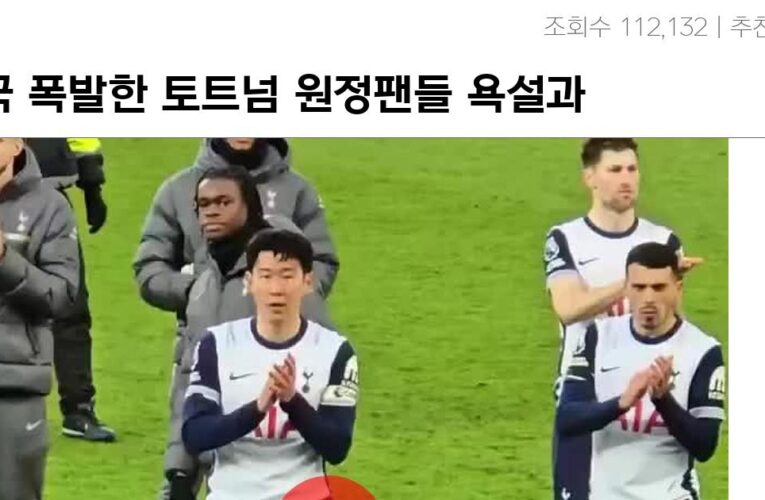 결국 폭발한 토트넘 원정팬들 욕설과 분노에 사과하는 손