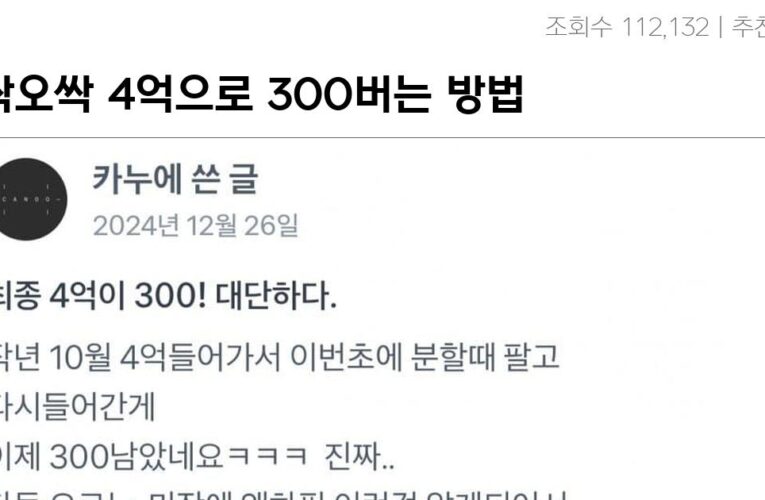 4억으로 300버는 방법