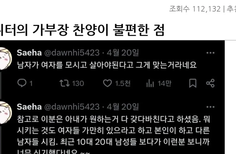 트위터의 가부장 찬양이 불편한 점