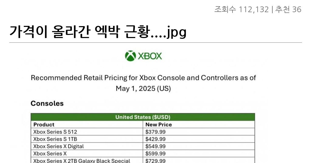 가격이 올라간 엑박 근황….jpg