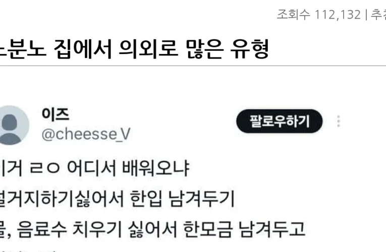 분노분노 집에서 의외로 많은 유형