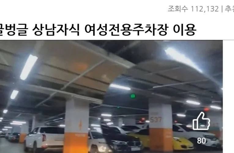 싱글벙글 상남자식 여성전용주차장 이용법