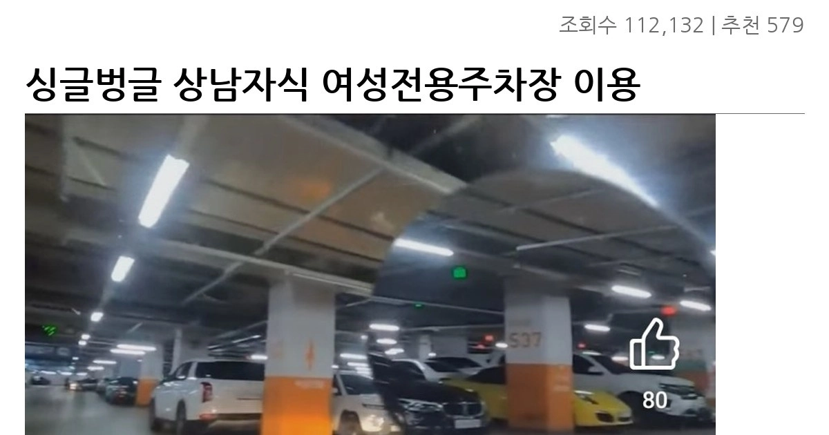 싱글벙글 상남자식 여성전용주차장 이용법