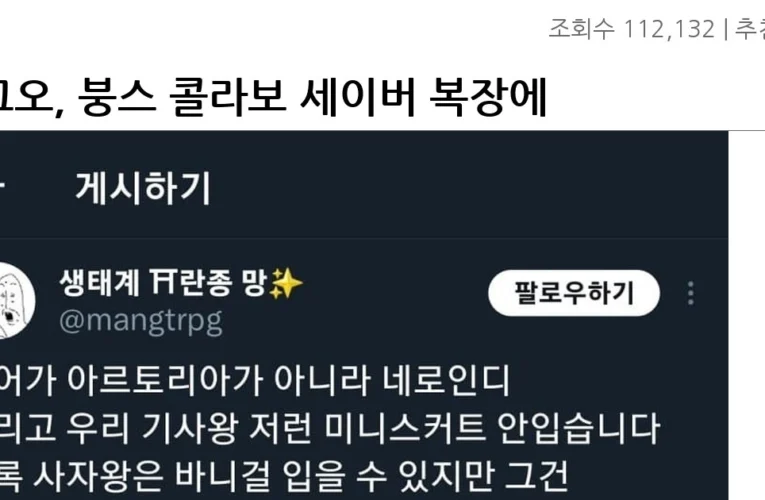 페그오, 붕스 콜라보 세이버 복장에 분노하는 언냐들.j